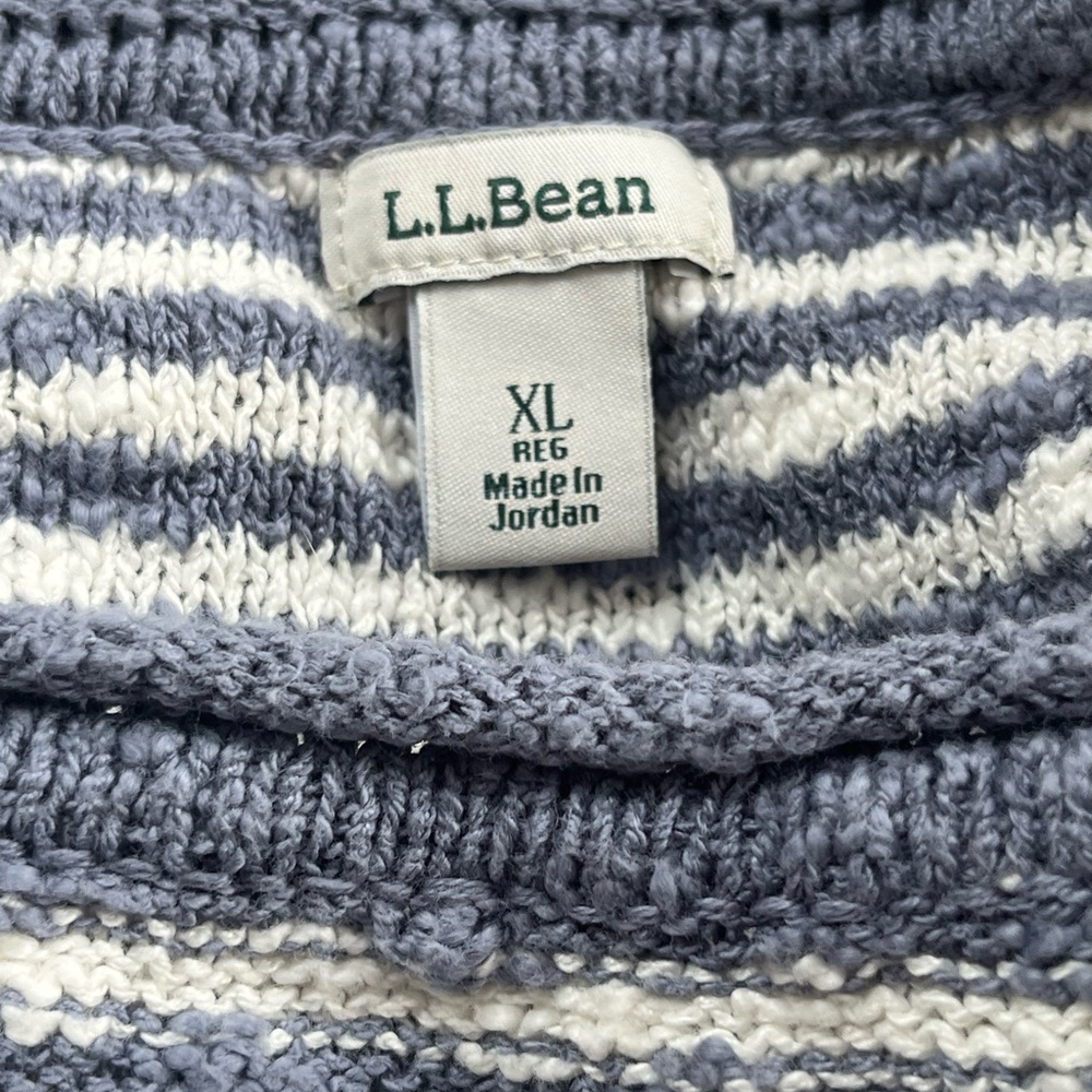 L.L. Bean Indigo Cotton Slub Rollneck Stripe Pullover Sweater. Women's Size: XL. - Picture 7 of 9
